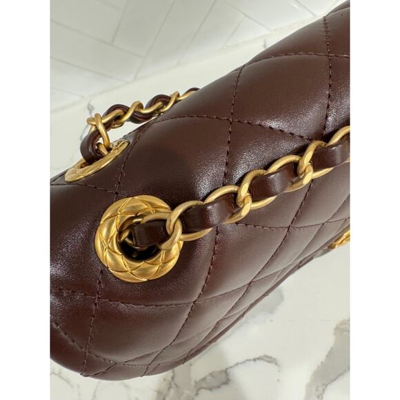 Chanel 24K Sweet Crush Flapbag Dark Brown Large CC Gold Classic Shoulder Bag - Picture 13 of 16